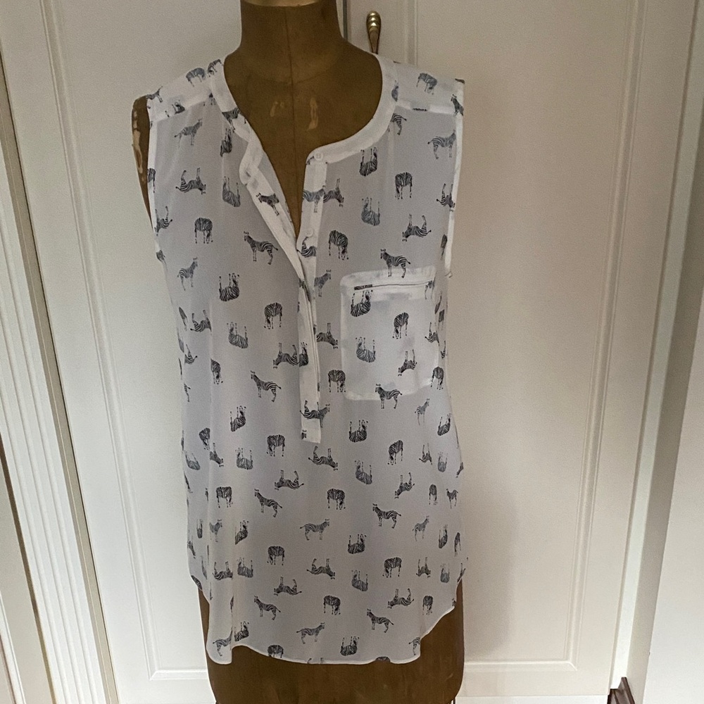 NYDJ Sleeveless Blouse with Black Animal Print